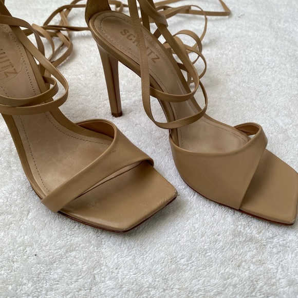 SCHUTZ Beige Strappy Heels Size 9B - Picture 4 of 11